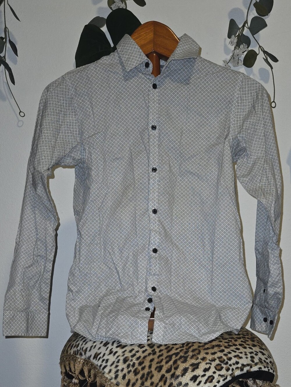 Van Heusen Light Gray Geo-Print Dress Shirt